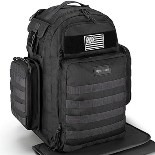 Dinictis Dad Diaper Bag, Mens Diaper Bag Backpack with Diaper Changing Mat, Military Diaper Backpack with Molle Webbing, Waterproof Pouch, Baby Wipes pocket, Insulated Bottle Pockets- Tropical Black