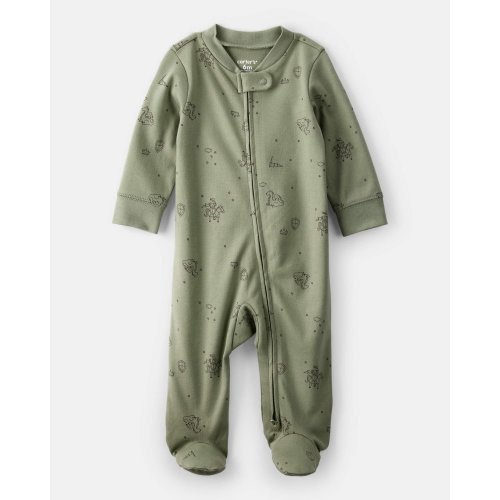 Baby Boy Dragon Print 100% Cotton Long-Sleeve Sleep & Play Pajamas - Green - Carter's | Carter's