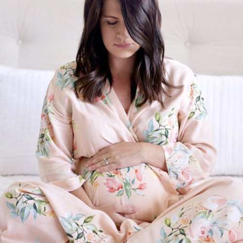 Premium Blush Dreamy Angel Song Ankle length Maternity Robe | Hospital Gown, Labor gown, Delivery gown, nursing mothers, Pregnancy robe