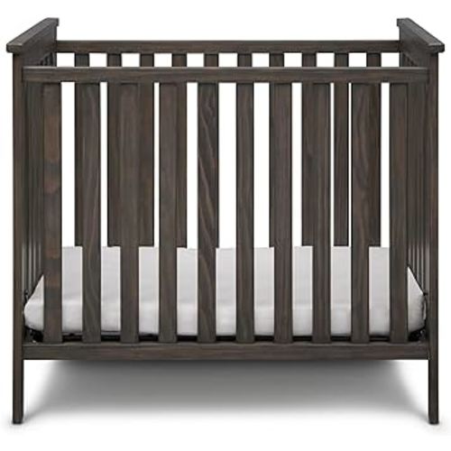 Simmons Kids Monterey Mini Crib with Mattress - Greenguard Gold Certified, Rustic Gray