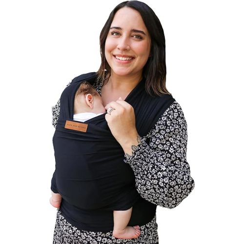 Ezra Baby Wrap - Lightweight Baby Carrier - Onyx Black - Best Baby Wrap for Newborns 0-18 Months - 100% Tencel Modal, Comfortable, Simple, and Hands-Free Babywearing Wraps