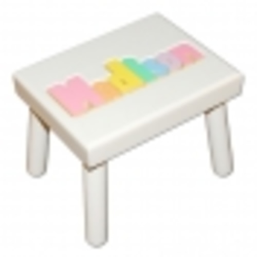 White Small Name Puzzle Stool in Pastel Colors - Damhorst Toys & Puzzles Inc Store