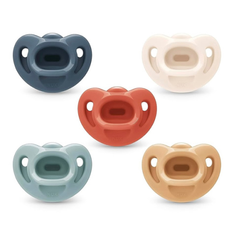 NUK Timeless Comfy Pacifier | 100% Silicone, One-Piece Design | BPA-Free, Gentle on Baby’s Skin | 5-Pack, for 0-6M