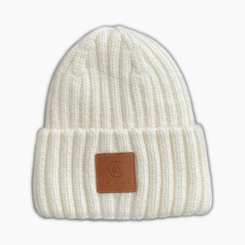 Aarin & Co. Satin Lined Ribbed Knit Beanies - White, 0-6 M