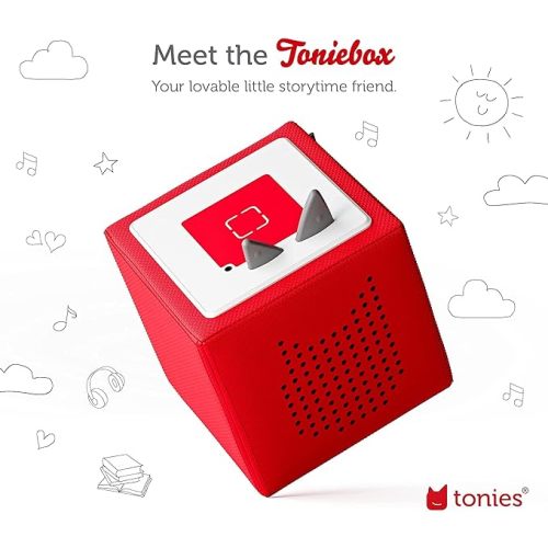 Toniebox Audio Player Starter Set with Playtime Puppy - Listen, Learn, and Play with One Huggable Little Box - Red