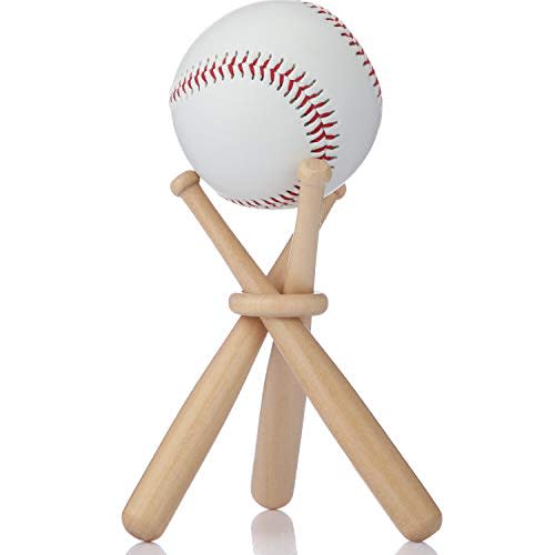 Honoson Baseball Stand Holders Balls Display Bat Wooden Stand Holder Display Centerpieces Tables for Baseball Sports Lover