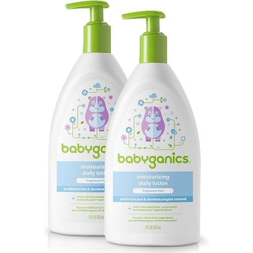 Babyganics Daily Lotion, 17 Fl Oz, Pack of 2 | Fragrance Free, Non-Allergenic, Packaging May Vary