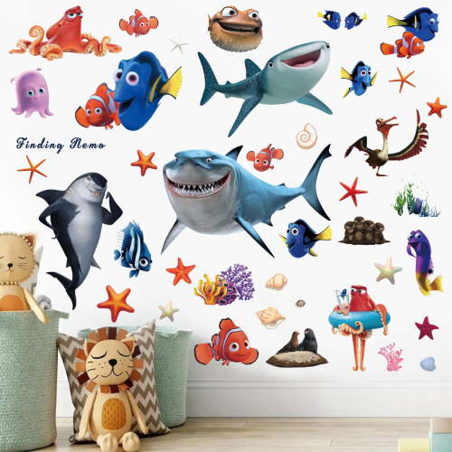 41 PCS For Finding Theme For Nemo Wall Stickers – Cartoon Character PVC Removable DIY Wall Decals for Boys Girls Bedroom, Living Room, Playroom Decor, 9.84x17.72 Inch, 4 Sheets Set