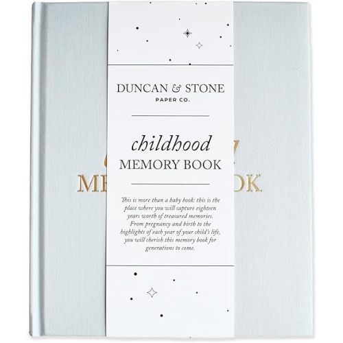 Childhood Memory Book (Sky Blue, 175 Pages) - Milestone & Child Memory Book from Pregnancy to Year Eighteen – Childhood Memory Journal for Parents