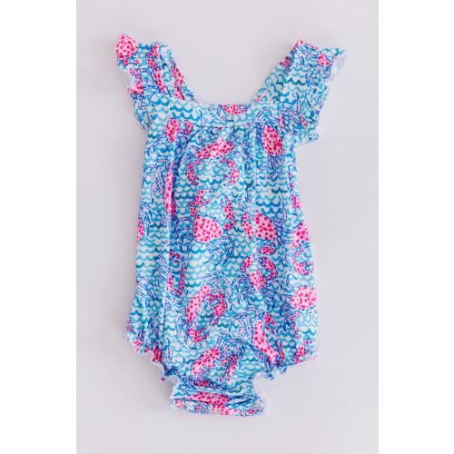 Crab Walk Ruffle Cross Back Romper | Mila & Rose