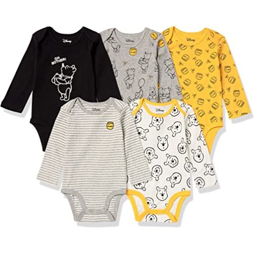 Amazon Essentials Disney | Marvel | Star Wars Unisex Babies' Long-Sleeve Bodysuits, Pack of 5