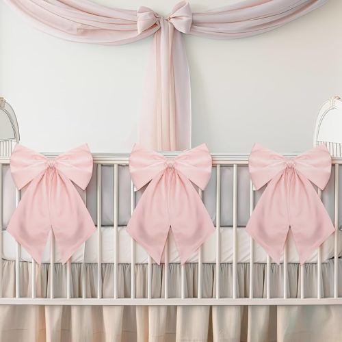 3 Pack Large Pink Bows for Decoration 11 x 23 Inches Big Pink Bow Decor Coquette Party Background for Bachelorette Baby Shower Bridal Shower Wedding