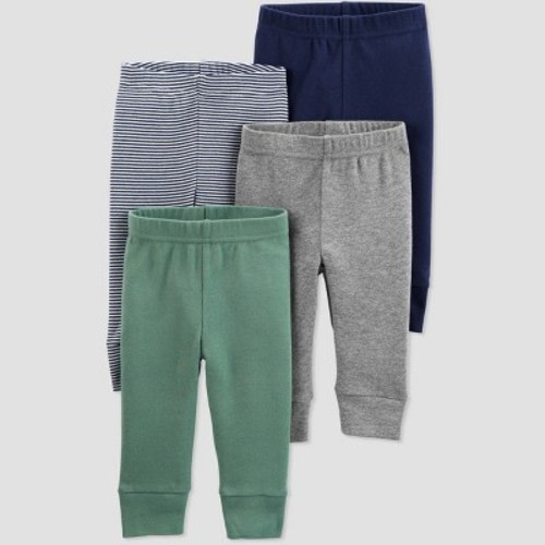 Carter's Just One You® Baby Boys' 4pk Solid and Striped Pull-On Pants - Green/Gray/Blue, Size: Newborn6M