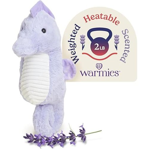 warmies Microwavable & Weighted Stuffed Animals, Sea Horse - Heated Stuffed Animal Plushie for Warmth & Comfort - Cute Soft Plush Toys for Adults & Children (Boys, Girls, Babies & Toddlers)
