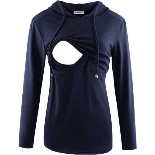 GINKANA Women's Nursing Hoodie Sweatshirt Long Sleeves Breastfeeding Maternity Tops Casual Clothes