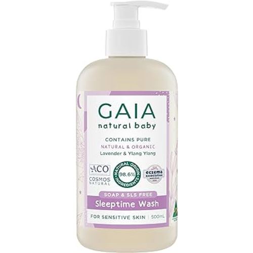 GAIA Natural Baby Sleeptime Wash | Certified Natural | Suitable for Newborns | Sensitive Skin formula | organic Lavender | organic Chamomile | Soap & SLS Free | Perfume Free | Australian Made - 500mL : Amazon.com.au: Baby