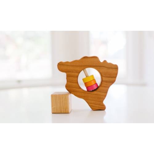 Hawaii State Big Island Baby Rattle™ - Modern Personalized Wooden Baby Toy - Organic Unique Baby Shower Gift