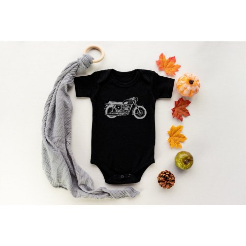 Vintage Motorcycle Onesie | One Piece Bodysuit | Boho Baby Onesie | Adventure | Explore | Roadster