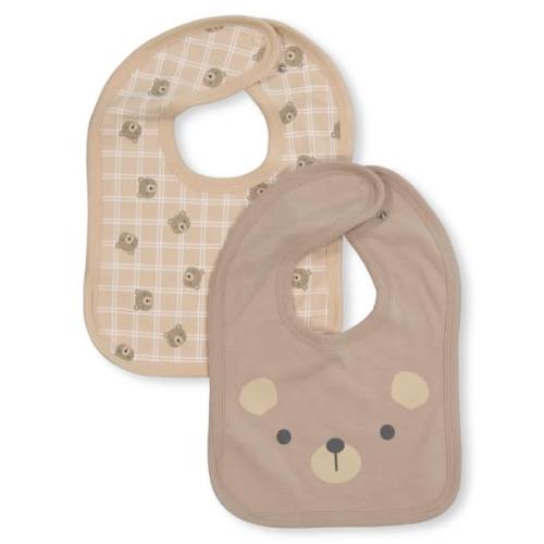 Medium Brown Baby 2 Pack Printed Cotton Bibs | Best&Less™ Online