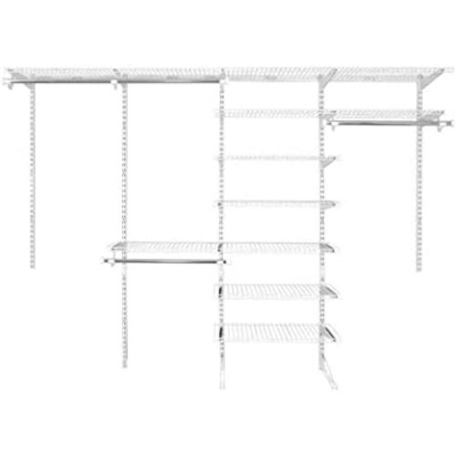 Rubbermaid Configurations Custom Closet Kit, 6-10 Ft. Adjustable Metal Wire Shelving, White Finish, Expandable Organization System, Hardware Included, for Home Closet/Pantry/Laundry/Mudroom