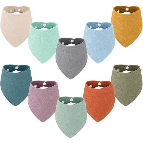 Accmor 10 Pack Muslin Baby Bibs 100% Cotton Bandana Drool Bibs for Baby Girls BoysTeething and Drooling