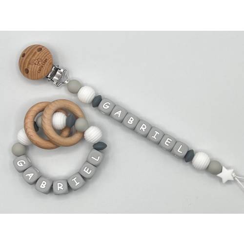 Baby Shower Gift Sets, Personalized Rattle Ring, Diaper Bag Silicone Keychain, Custom Pacifier Clips, Baby Shower Gift Sets