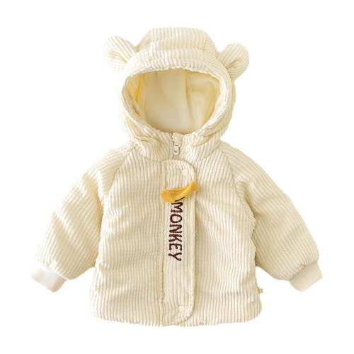 YOUSNH Autumn and Winter New Baby Padded Coat with Wool Thickened Children's Corduroy Coat Boys and Girls Cartoon Clip Cottonoutside to Wear Cottonpadded Jacket Boys Casual Set Beige 3-6 Months