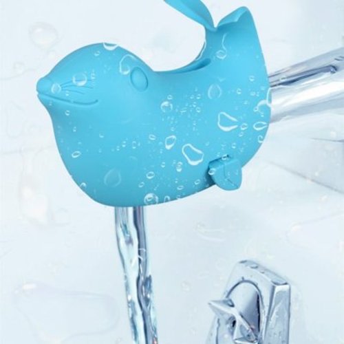 DUNCHATY Baby Bathtub Faucet Cover, Sea Lions Bathtub Faucet Baby Shower Protection Cover, Baby Bath Spout Cover, Silicone Bathtub Faucet Safety Toys for Kids with 2 Small Toys, Universal Fit, Blue