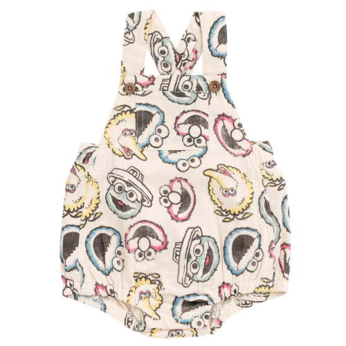 Sesame Street Elmo Cookie Monster Big Bird Cotton Gauze Matching Family Short Overalls Newborn to Infant