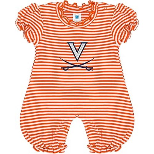 Creative Knitwear College Baby Striped Puff Sleeve Romper - Team Logo, Many Colors, for Girls (Newborn-12 Months)