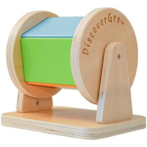 DISCOVERGRO Montessori Wooden Rainbow Spinning Toy Drum | Montessori Baby Toy 3 Months - 2 Years Old + | Educational Toys for Early Development | Baby Montessori Toys
