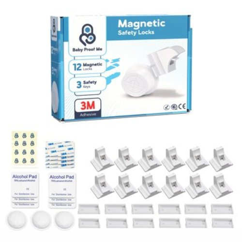 Baby Proof Me Magnetic Child Safety Locks - Latches for Kid-Proof Cupboards and Doors - 12 Pcs