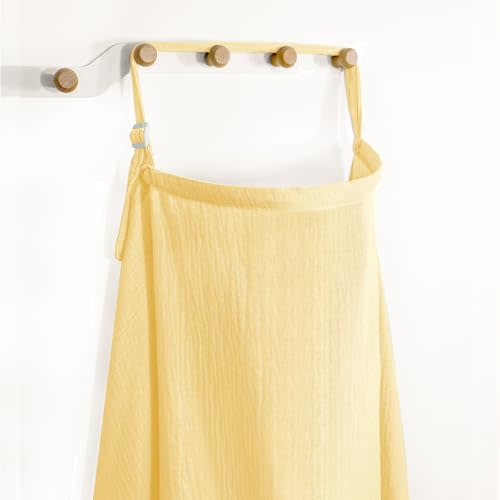 MUGVELL Muslin Nursing Covers for Breastfeeding, Arch Neckline Breast Feeding Covers for Women, Moms Privacy Breathable Summer Nursing Apron, 43.3" x 25.6" Soft Feeding Cover (Beige Cream Light Style)
