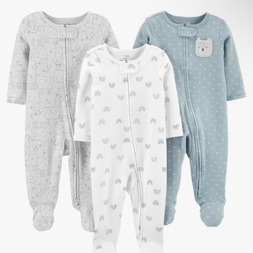 3-pack Sleep and Play zip up