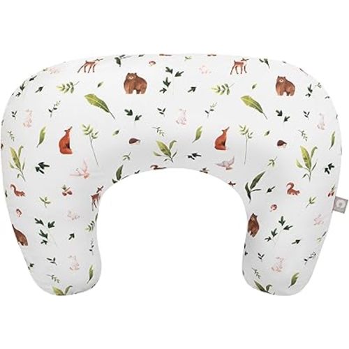 Boppy Nursing Pillow, Neutral Plants and Animals, Larger, More Supportive Pillow for Breastfeeding and Bottle Feeding, Firmer, Higher, Larger Area Than Original Nursing Pillow