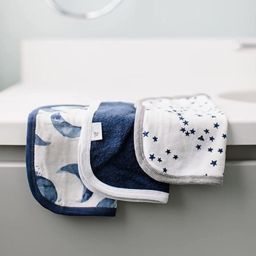 Burt's Bees Baby Infant Washcloths, 100% Organic Cotton, Soft and Super Absorbent Knit Terry Wash Cloth - 3 Pack Set