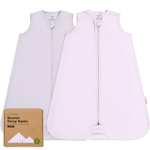 2-Pack Baby Sleep Sacks, Zipper Wearable Blanket - 0.5TOG Organic Cotton, Lightweight, Soft Cozy Infant Sleeping Sack 3-6 months, Easy to Wear Small Newborn Transition Swaddles Sleepsacks (Lilac)