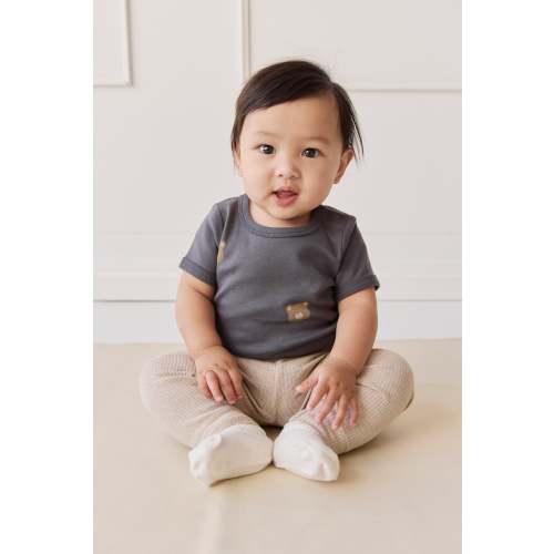 Organic Cotton Hudson Short Sleeve Bodysuit - Bobbie Bears Black Oyster