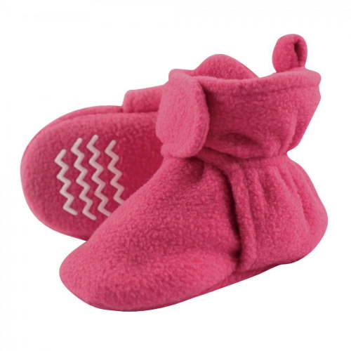 Hudson Baby Infant and Toddler Girl Cozy Fleece Booties, Dark Pink, 6-12 Months