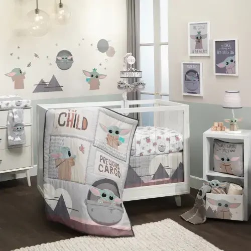 Star Wars The Child Baby Yoda Nursery 3-Piece Baby Crib Bedding Set – Lambs & Ivy