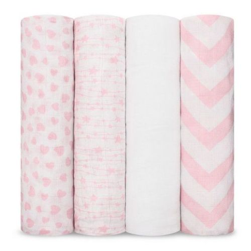 Muslin Swaddle Blankets Neutral Receiving Blanket for Boys and Girls by Comfy Cubs Cubs (Pink)