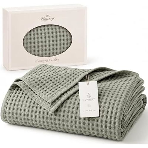 Konssy Waffle Baby Blanket for Boys & Girls, Softer Newborn Swaddle Blanket