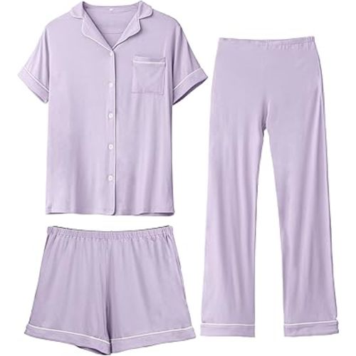 Rnxrbb 3 PCS Women Maternity Pajamas Set Nursing Postpartum Breastfeeding Pjs Sleepwear Lounger Clothes Button Down