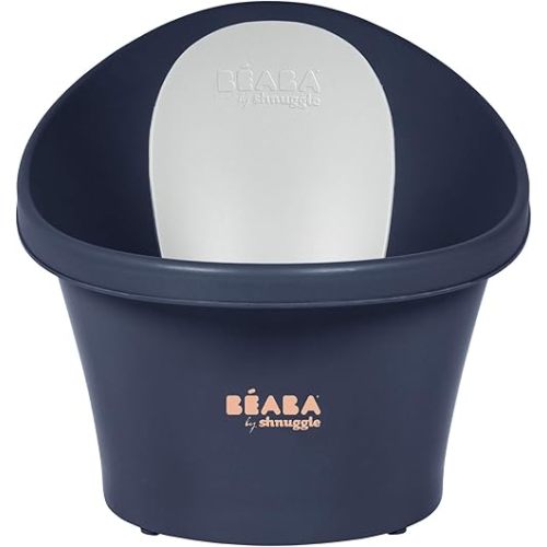 BEABA by Shnuggle Baby Bath Tub with Little Baby Bum Bump Support and Cozy Foam Back Rest, Baby Tub, Infant Bathtub, Baby Essentials 0-12Mths Midnight