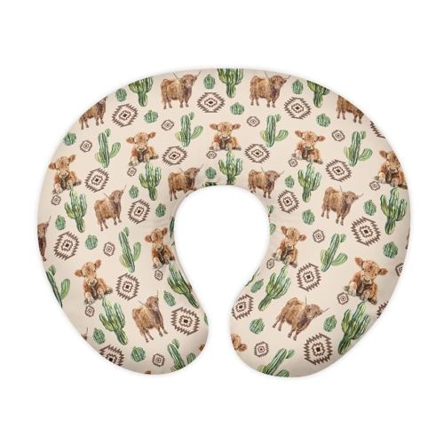 Cow Print Pillow Covers Fits u-Shaped Nursing Pillows Western Nursing Pillow Slipcovers with Zipper Feeding Pillow Cove,Aztec Cow Print Brown
