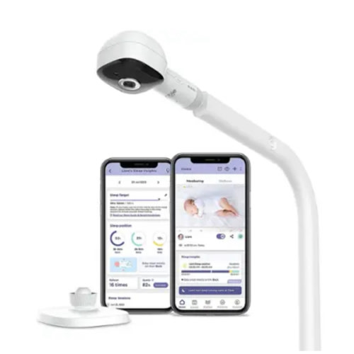 Hubble Connected - SkyVision AI-Enhanced Smart Camera Baby Monitor with Secure Wi-Fi Connection, Crib Mount, and Covered Face Alert - White