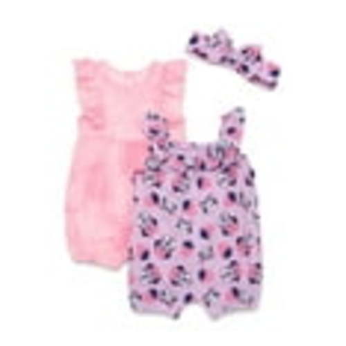 Minnie Mouse Baby Girls Romper Set, 2-Pack, Sizes 0-24 Months