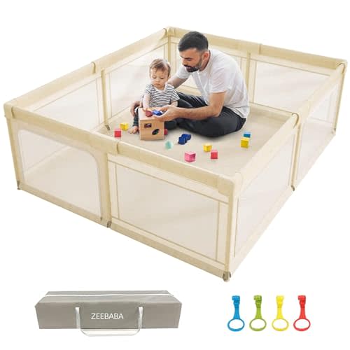 Baby Playpen,Playpen, Playpen for Babies and Toddlers, Play Pen for Kids, Play Pens for Babies and Toddlers for Apartment (59 * 59 Beige playpen Without mat)