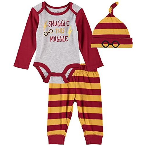 Harry Potter Baby Boys Clothes Set with Baby Bodysuit, Pants, and Hat - Baby Boy Outfits Gifts for Babies