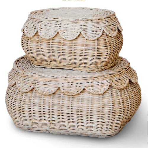 FLORA Rattan Scallop Basket Set – BEBE BASK